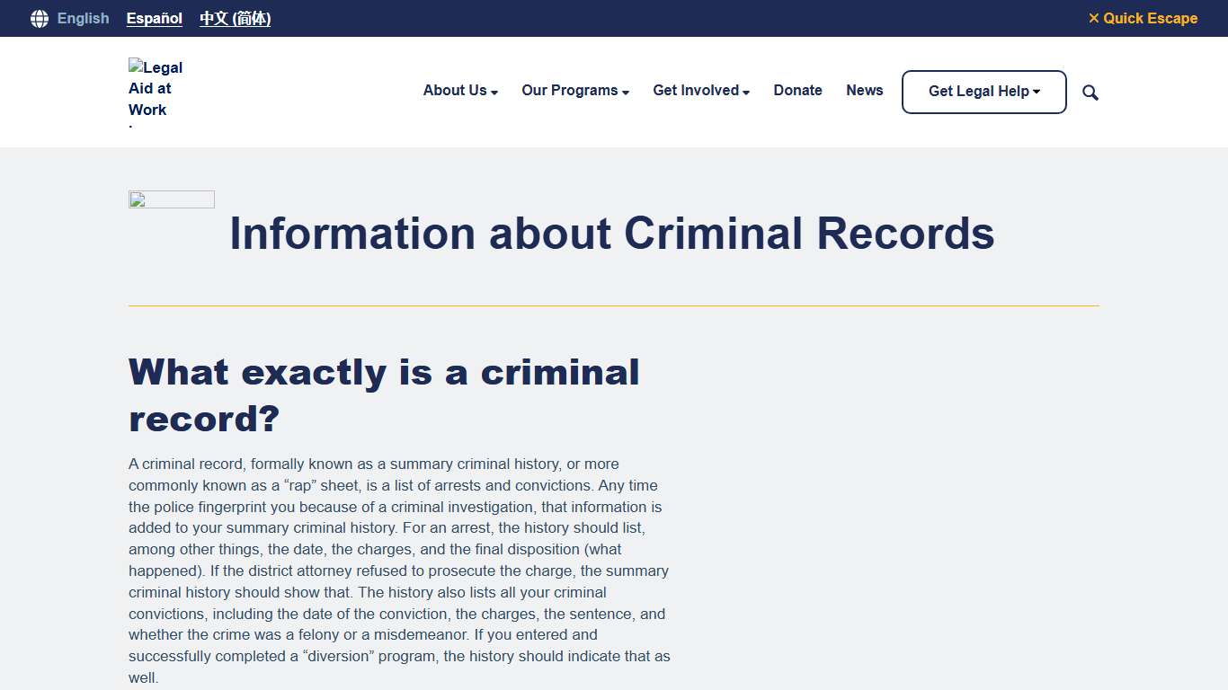 Information about Criminal Records