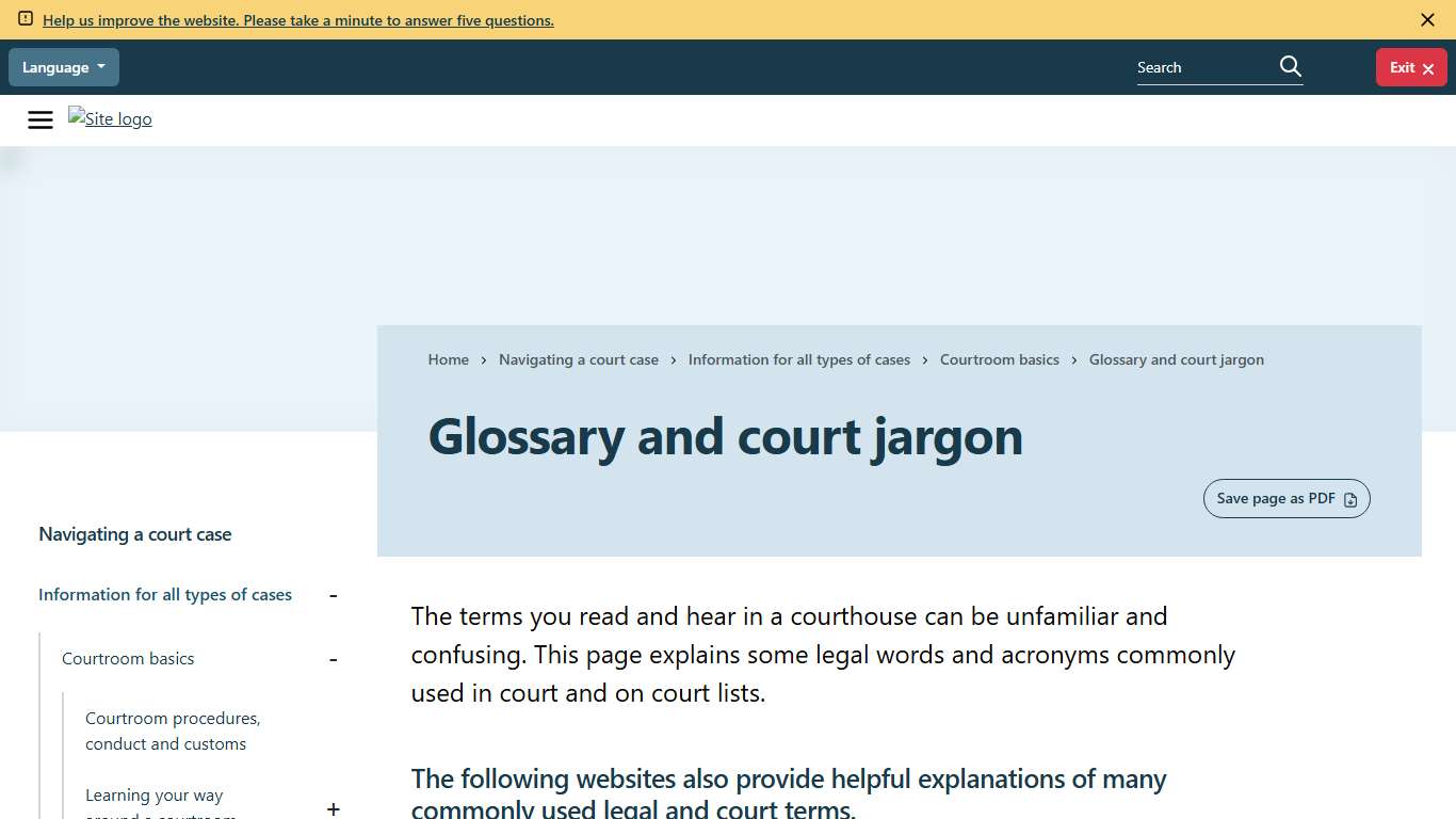 Glossary and court jargon Provincial Court of British Columbia