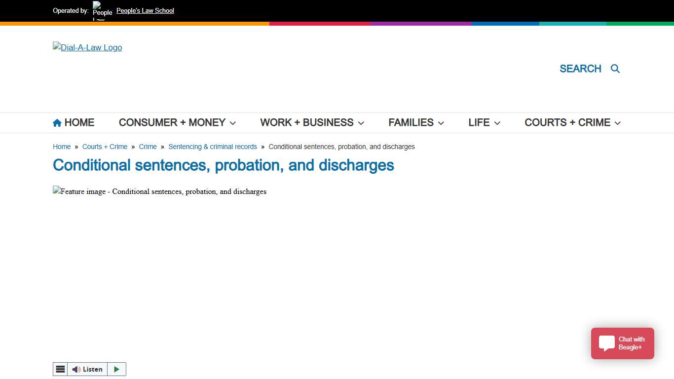 Understand Conditional Sentences, Probation, & Discharges Dial-A-Law